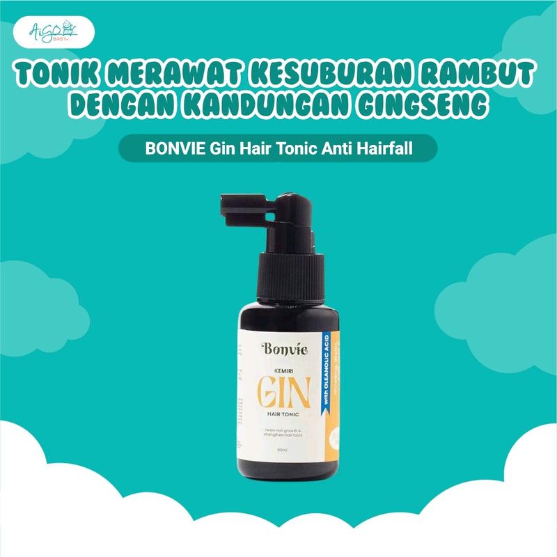 Bonvie Anti Hairfall Kemiri Gin Hair Tonic (60ml) Tonik Rambut untuk Rambut Rontok dan Menumbuhkan Rambut Perawatan Haircare 0