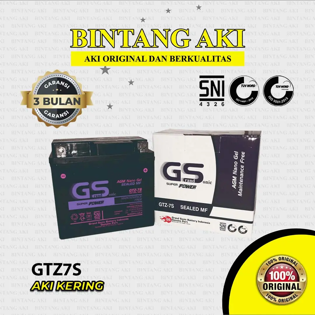 Aki Motor Scoopy ISS GTZ7S Aki Kering 7AH  Motorcycle - Grand Sonic