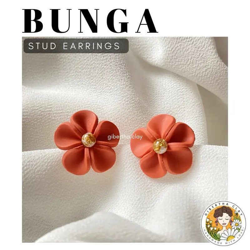 GIBERTHA | BUNGA STUD - Anting Wanita Handmade Clay Earrings / Anting Bunga 0