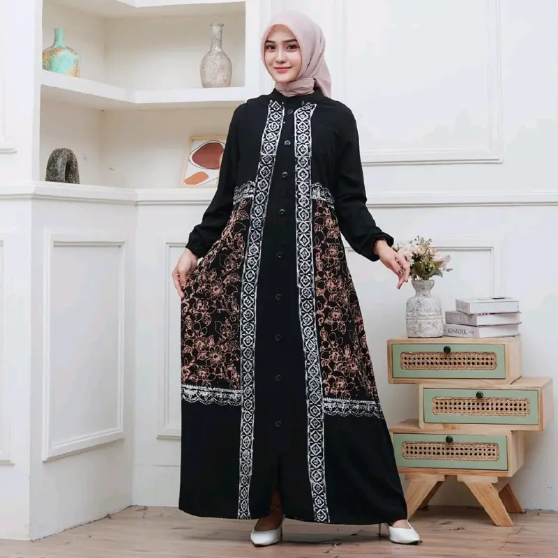 gamis rayon twill motif kekinian / busui friendly 2