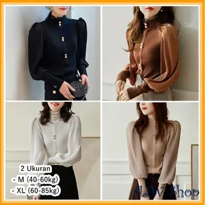 AJW [XP] Turtleneck Atasan Rajut Lengan Panjang Mewah dan Elegan | Atasan Turtleneck Style Wanita Lengan Panjang Rajut | Atasan Baju Tangan Wanita Turtleneck Premium