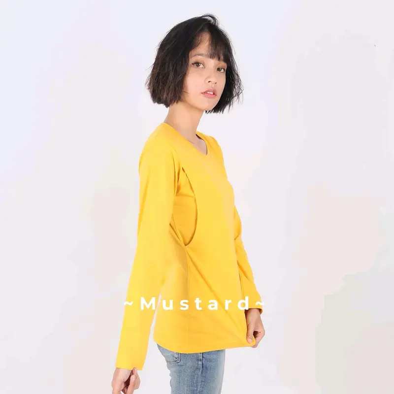 KAOS BASIC BUSUI LENGAN PANJANG IBU MENYUSUI Katun 100% Combed 30s Adem Nyaman 1