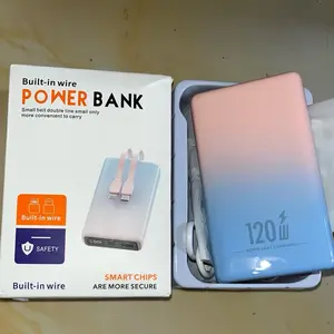 Mini Powerbank Super Fast Charging 120W Power Bank 20000mah Built in Cable Type C lightning for Iphone & Android