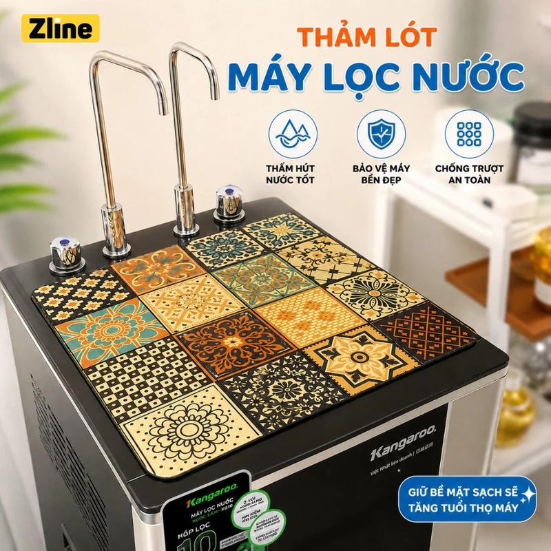 Thảm Hút Nước 4 Mùa Sang Trọng Zline, Thảm Lót Ly Hoạ Tiết Nổi Bật Đế Cao Su Chống Trượt