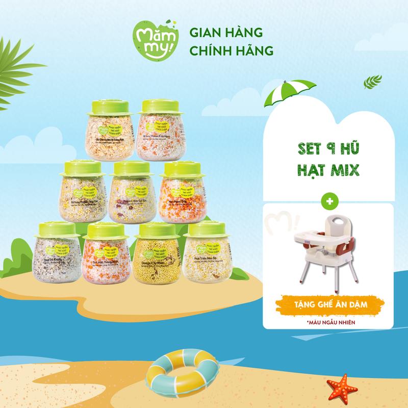 [Tặng GHẾ ĂN DẶM] Set 9 hũ hạt mix Mămmy nấu cháo cho bé ăn dặm bổ sung vitamin chất sơ Food