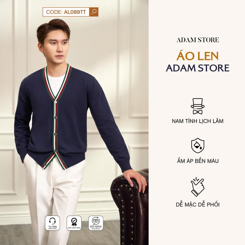  ÁO LEN CARDIGAN NAM ADAM STORE MÀU XANH TÍM THAN PHỐI KẺ VIỀN AL089TT 