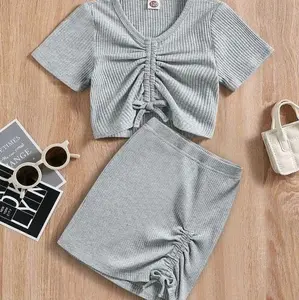 setelan rok anak Perempuan Bahan Rib Tebal Usia 1-4 Tahun