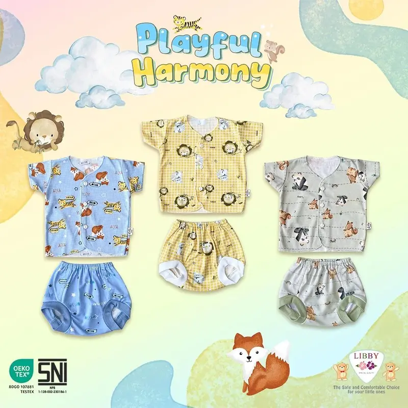 Libby Setelan Baju Pendek Celana Pop Bayi Newborn 0-6 Bulan 6