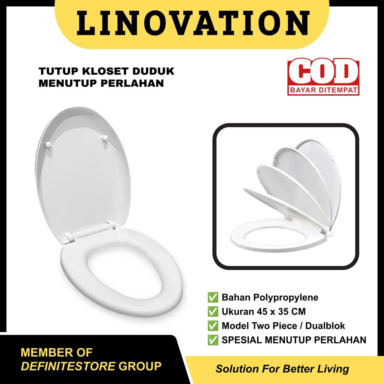 Tutup Kloset Duduk Toilet Seat Cover Soft Closing & Non Soft Closing Menutup Perlahan One Piece Plastik Model Toto Ina Ulu Amstard Universal