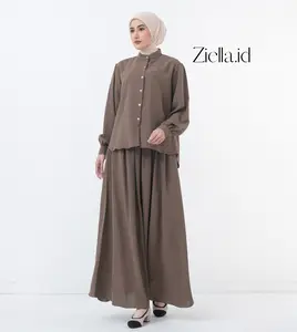 Ziella - Livia One Set Wanita Muslim Setelan Rok Bahan Cotton Anti UV  Anti Sinar Matahari Lembut Adem Nyaman Jatuh Bumil dan Busui Friendly