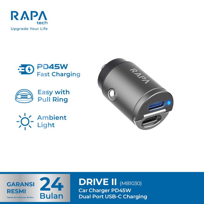 Promo RAPA tech Charger Mobil DRIVE I Fast Charging (QC+PD30W) Drive II ...