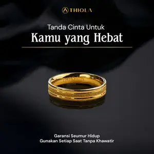 THIQLA - Cincin Mirip Emas Asli RANA - Cincin Oura Untuk Cincin Kawin Lamaran Wanita Nikah Couple - cincin cewek aesthetic ala korea mirip Cincin Titanium Ori
