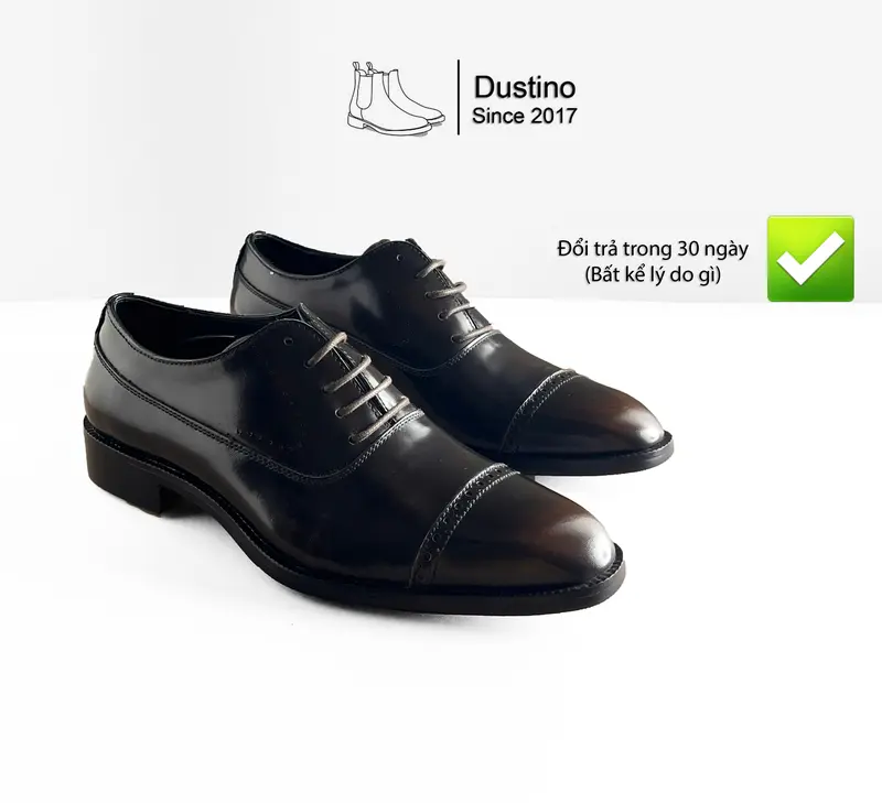 Giày Oxford Captoe Nam Màu Nâu Patina, Brogue Oxford Brown Hiệu Dustino cổ điển 0