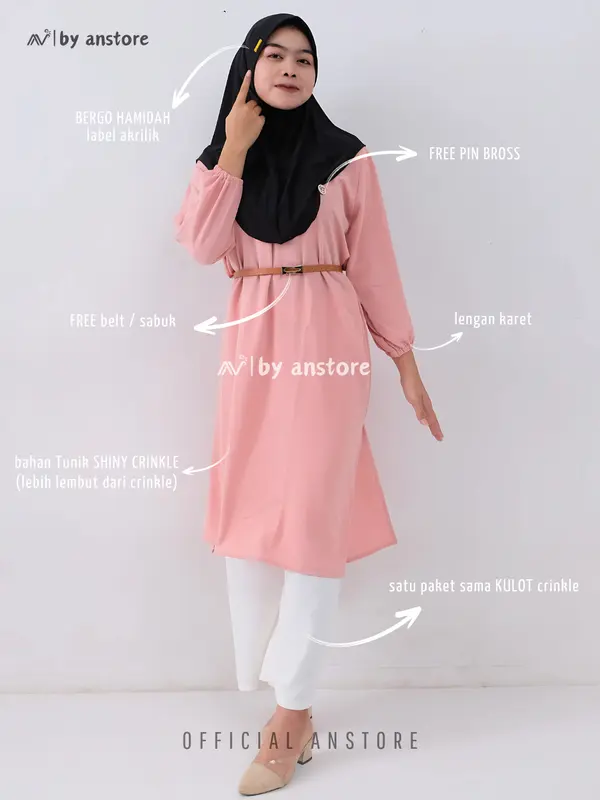 Set Long Tunik Shing Star l Tunik+Kulot Crinkle Airflow Premium l Crinkle Shunny Star Wanita 1