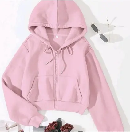 Attar Style Hoodie Zipper Crop Top Jaket Wanita Kekinian Baju Cewek Sweater Crewneck Bahan Fleece Lembut 240gr Tangan Panjang Tebal Basic Stylist Gold Oversize Red Topi Nyaman Keren Jumper 8