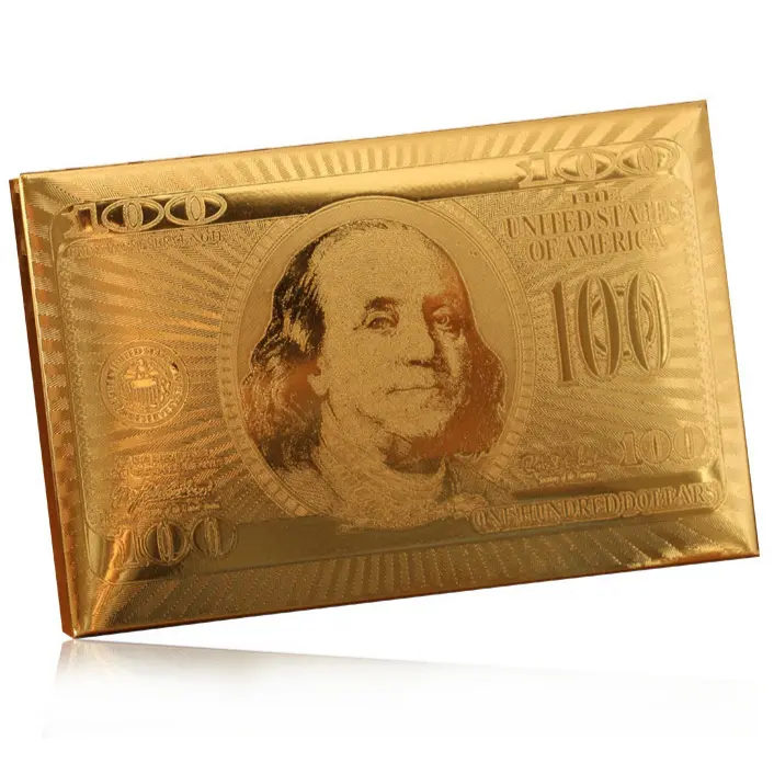 Kartu Remi Poker Bahan Lapisan Foil Waterproof Dollar - TH73A - Golden 1