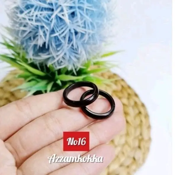 Cincin bulat polos hitam ukuran 16 kokka kaukah asli