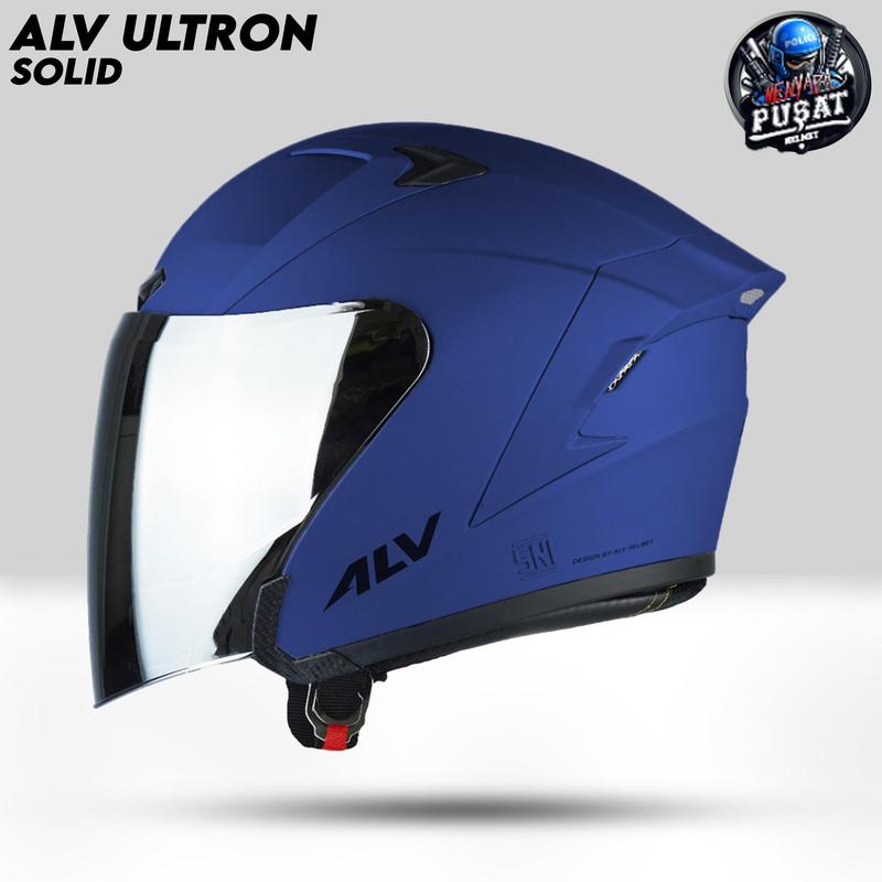 HELM ALV ULTRON KACA VISOR SILVER | HELM HALF FACE PREMIUM UNTUK PRIA DAN WANITA DEWASA SNI 3