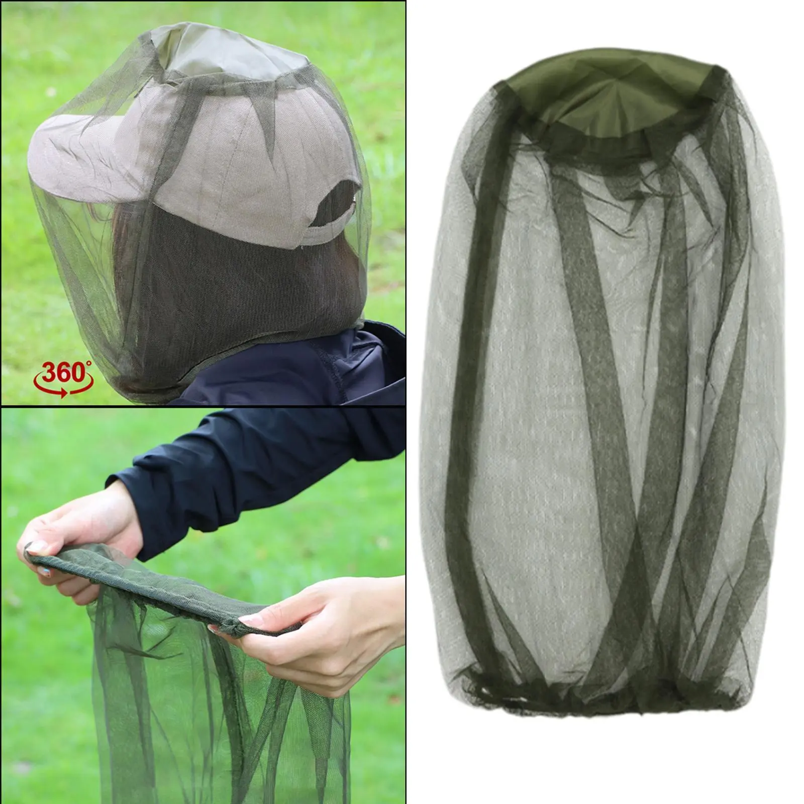 Mosquito Head Net Breathable Neck Fly Netting Mosquito Hat Net Face Cover for Hiking Camping Fishing Men Women Outdoor Activity