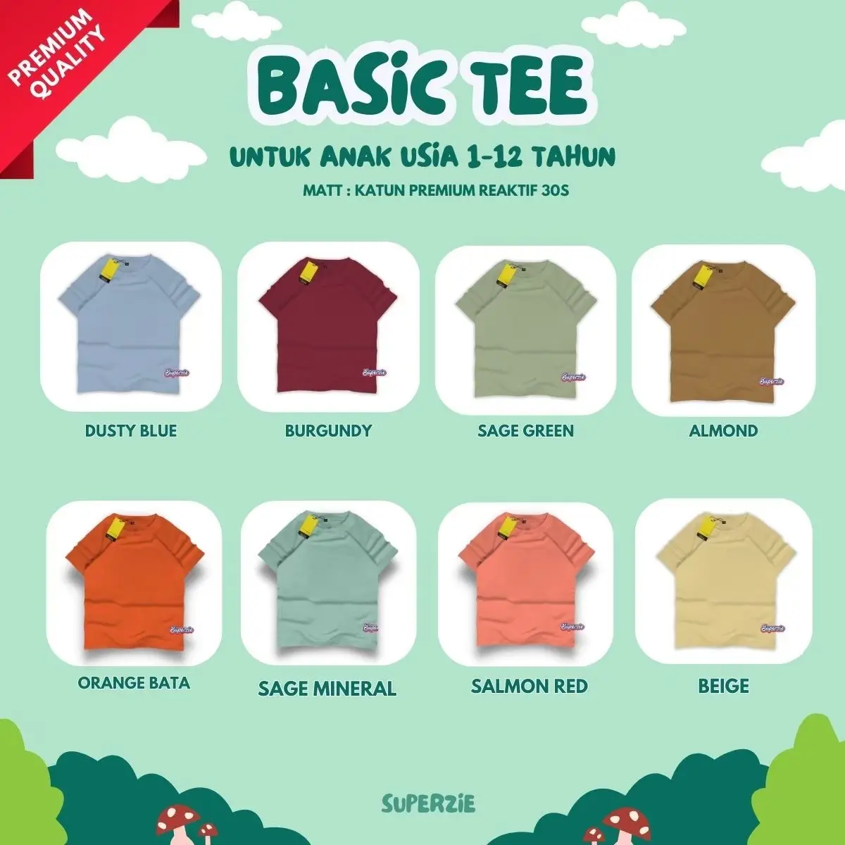 SUPERZIE Baju anak laki laki perempuan kaos distro polos kids & junior Kaos oblong POLOS Fashion