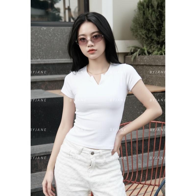 (MỞ BÁN) Áo Thun Cổ Trụ Tàu Ôm eo BYJANE-356 | BigBuy360 - bigbuy360.vn