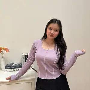 Rochelle 38 + GI Long Sleeve + Atasan Lengan Panjang Bahan Knit + TOP Longsleeve Knit Wanita + Neci Real