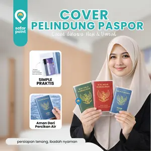 Safar Point Cover Paspor PVC Doff Tebal Tahan Air & Goresan Cocok untuk Umroh Haji & Traveling