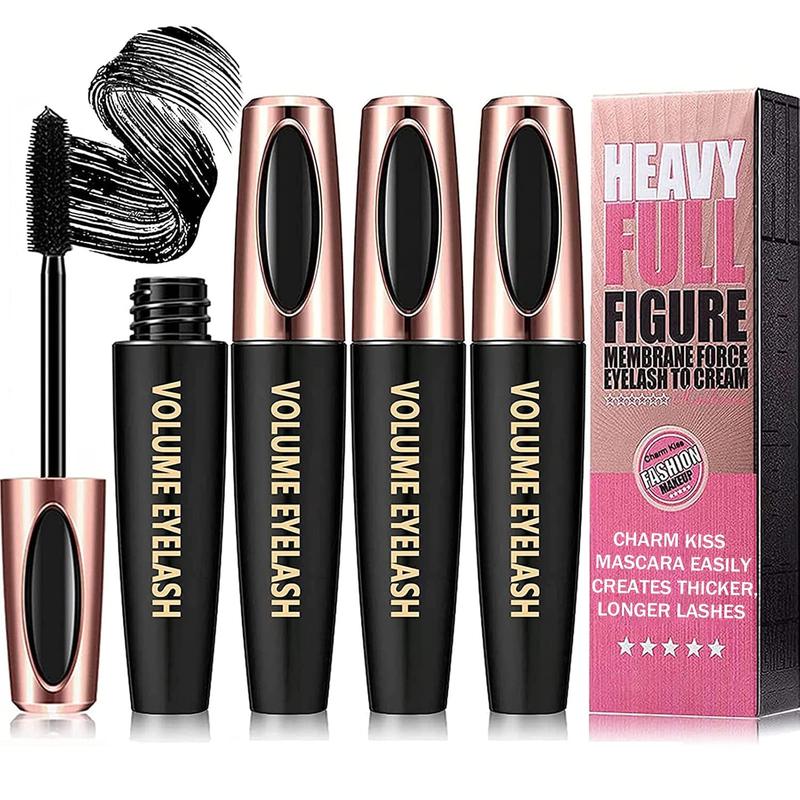 Bộ 3 cây mascara sợi lụa 4D, chống nước, không dễ phai, giúp lông mi dày và dài hơn, màu đen, tạo hiệu ứng lông mi rậm, dài lâu suốt cả ngày, không bong tróc.