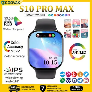 Smartwatch S10 Pro Max 2.1" Super AMOLED HD Touchscreen, Waterproof Bluetooth Smart Watch for Men & Women,Custom Wallpapers, Sports Mode, iOS & Android Compatible, Jam Pintar Tahan Air, Peta, Monitor Tidur, Olahraga, Jam Tangan Pintar Bisa Telepon