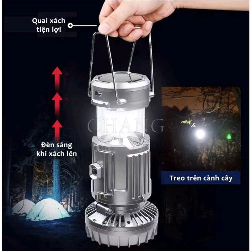 Đèn Pin 3 in 1 Đèn Bão Du Lịch Đi Câu Cá Cắm Trại Picnic Sạc Năng Lượng Mặt…