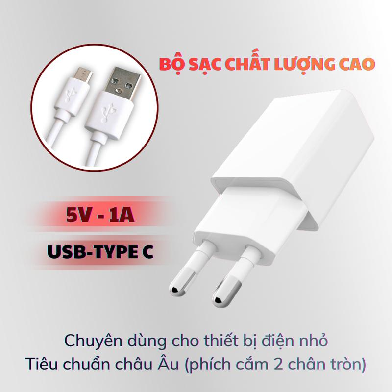 Bộ sạc 5V USB kèm dây Type-C rời, sạc ổn định cho các thiết bị điện nhỏ