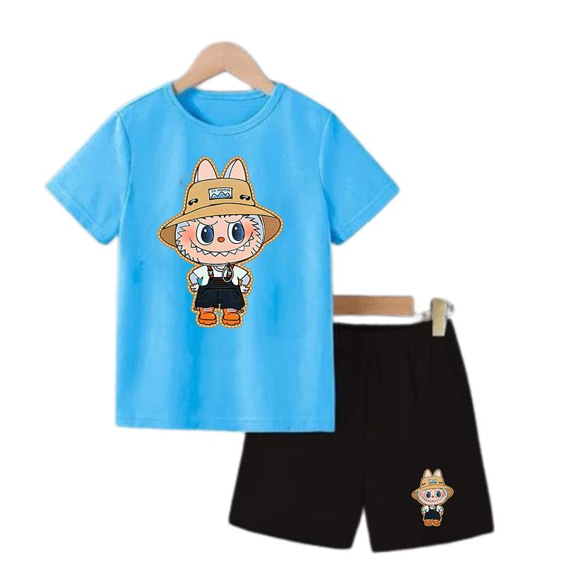 SETELAN ANAK-ANAK COWOK DAN CEWEK MOTIF LABUBU  / BAJU ANAK-ANAK LAKI - LAKI DAN PEREMPUAN / KAOS ANAK SET ANAK PRIA DAN WANITA / LB FARMER 6
