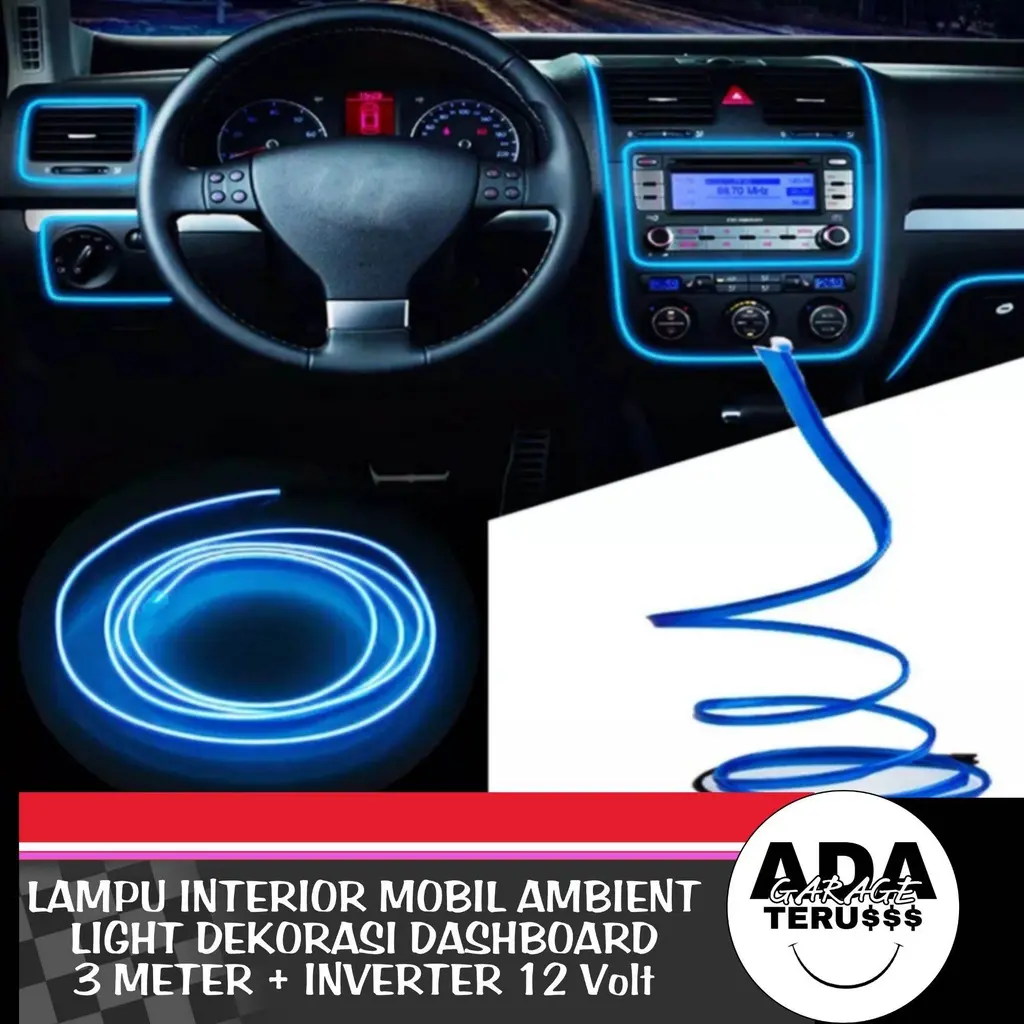 Lampu Interior Mobil AMBIENT LIGHT LED 3 Meter Aksesoris Variasi Mobil Dekorasi Dashboard Seametal + Inverter 12 Volt Termurah Ready Stock