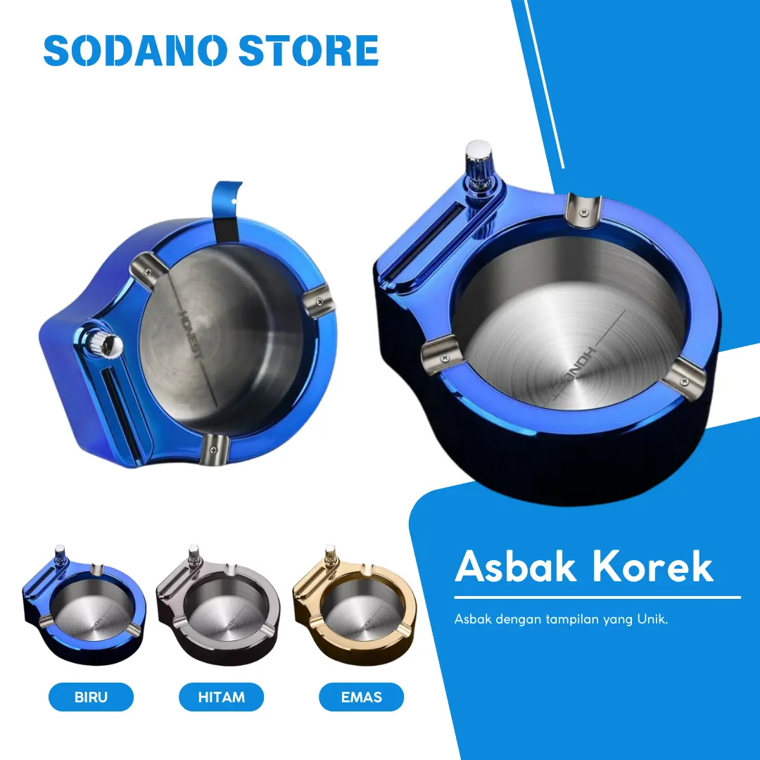 Asbak Korek Gesek Aesthetic Estetik Unik Portable Metal Besi Stainless Lapis Chrome