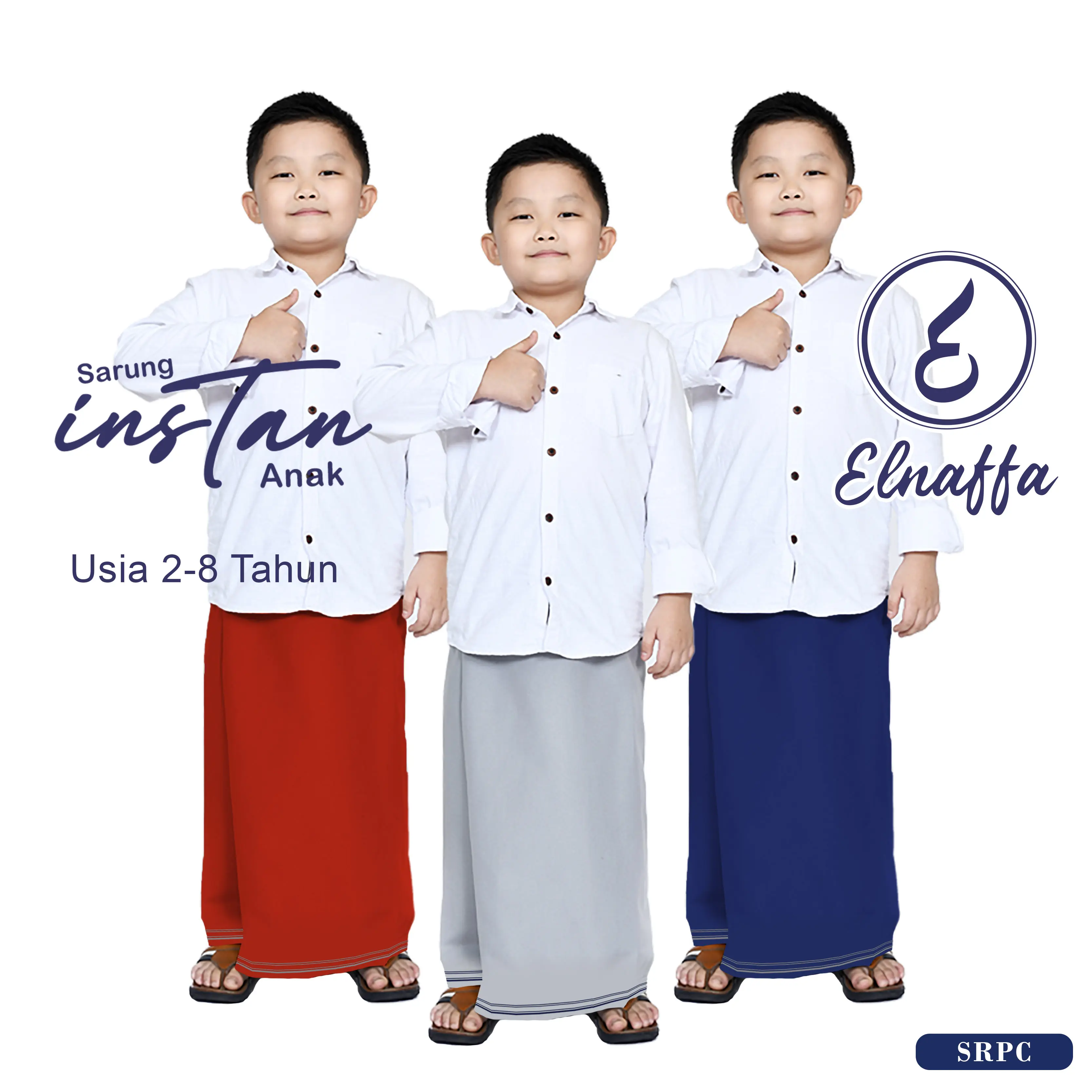 EL-NAFFA-Sarung Instan Anak Usia 2-8 tahun, Polos Kombinasi (BISA COD)
