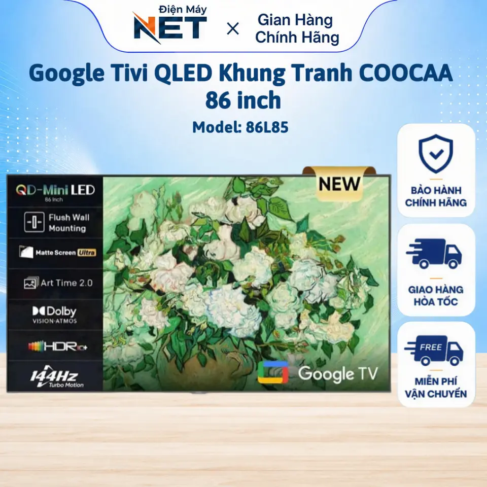 Tivi Khung Tranh Frame+ ULTRA Model 86L85 | Smart Google TV 4K QLED & Mini LED, 86 inch