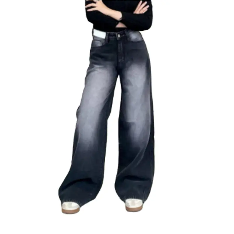 Highwaist over size baggy loose jeans retro wanita Celana Casual