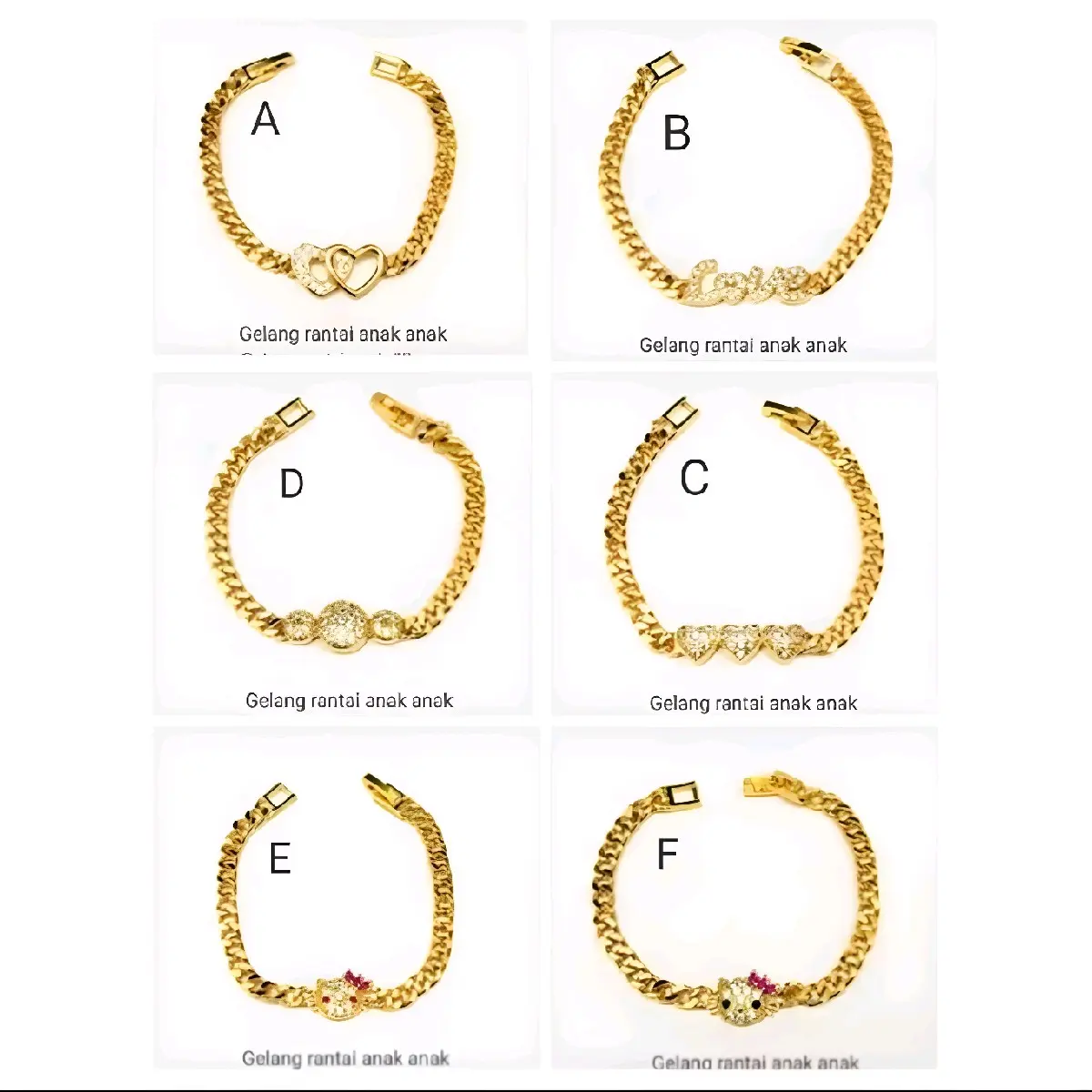 AM576.Gelang tangan xuping anak anak lapis emas dgn mata zircon  model rantai plat