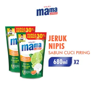 Mama Lemon Sabun Cuci Piring Jeruk Nipis Refill 680ml x2