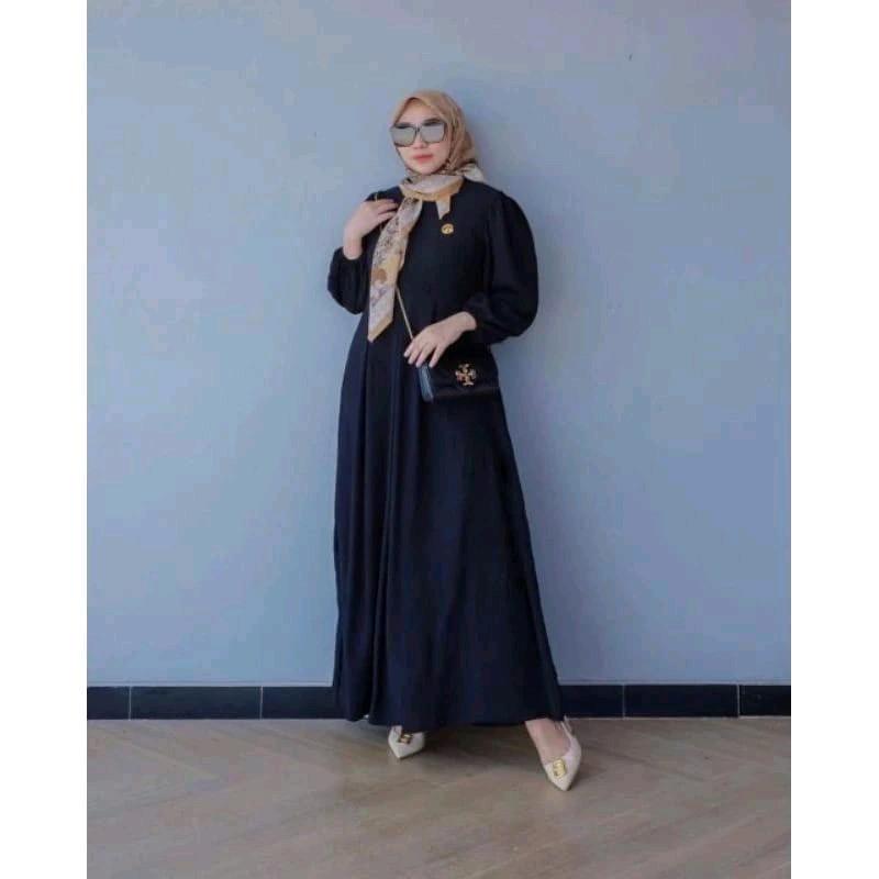 Gamis karin krinkle airfloww premium.dres terbaru masa kiginian Cantik Crinkle Karet Nyaman Muslim Wanita Mewah Remaja 6
