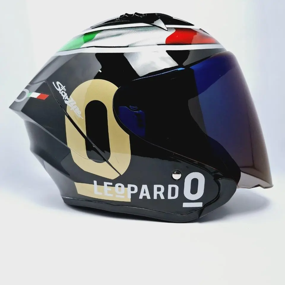 Helm MLA HAKAI Leopard BLACK GLOS dengan Kaca Blue dan Kaca Silver - Dewasa Pria dan Wanita Bisa COD Motorcycle