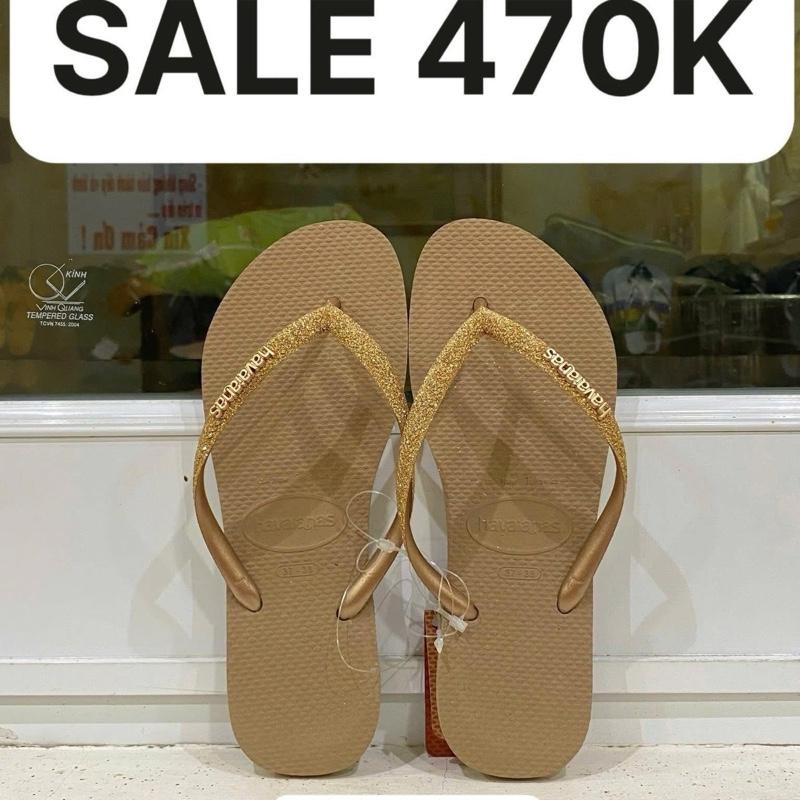 DÉP NỮ HAVAIANAS QUAI KIM TUYẾN MỊN GẮN PHỤ KIỆN NHÀ THIÊN TRANG . CAO SU . NGOÀI TRỜI 