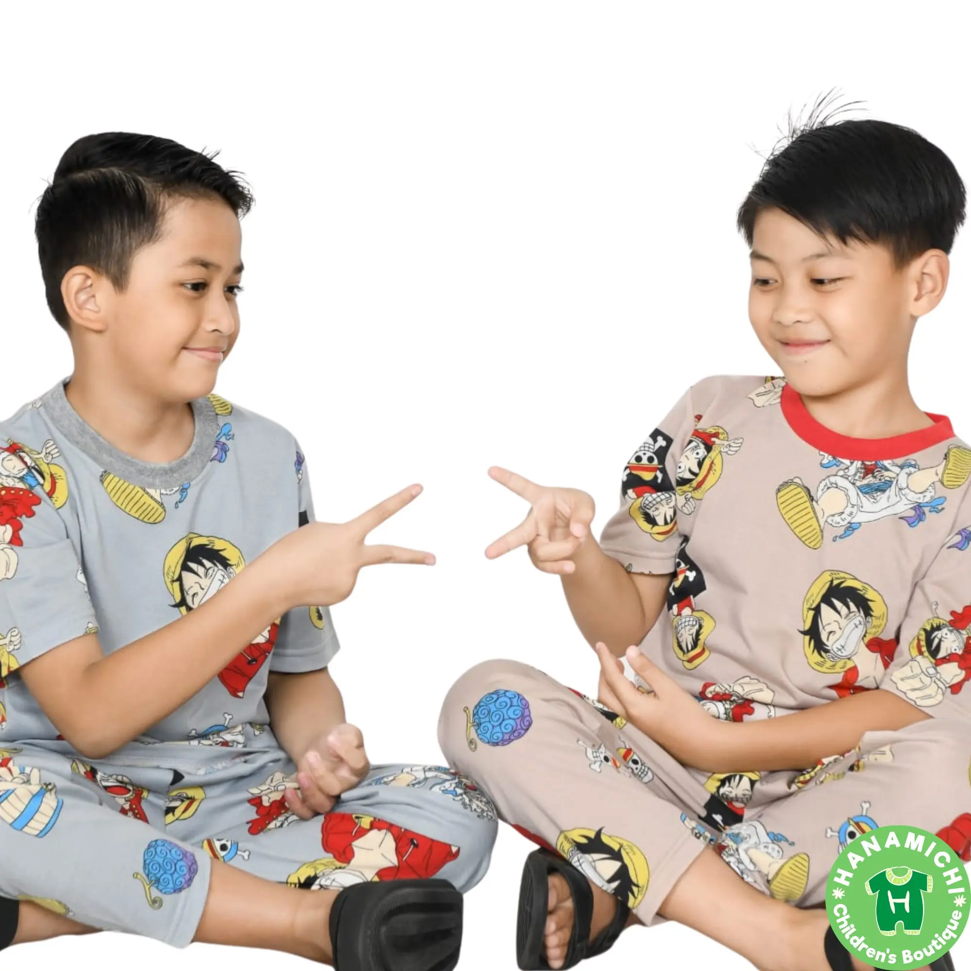 Kiminori ZORO.CP Setelan Baju Anak Laki-Laki Lengan Pendek Celana Panjang Motif Karakter Anime