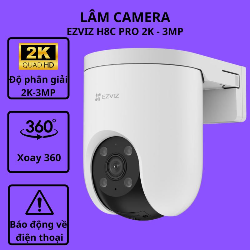 Camera WIFI ngoài trời,EZVIZ H8C Pro 3MP xoay 360 chống nước đàm thoại 2 chiều có MÀU ĐÊM chống nước chụp ảnh báo động về máy Chính hãng Mua 1 camera tặng 1 hộp kỹ thuật