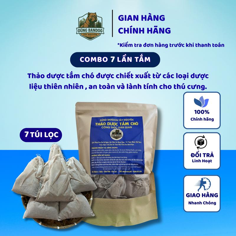  Thảo Dược Tắm Chó Combo 7 Lần Tắm Giúp Điều Trị Ghẻ Nấm Lông Ký Sinh Trên Da An Toàn Cho Thú Cưng - Dũng Bandog 