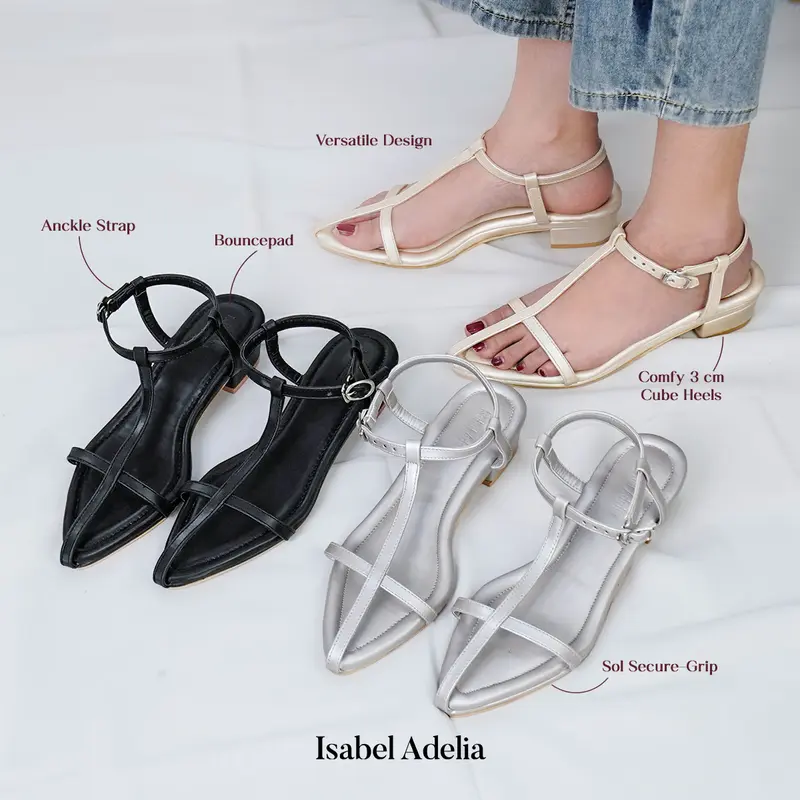 Isabel Adelia TANSY Heels Tali Wanita Sepatu Kondangan Elegan Hak Tahu 3 cm Kekinian Korean Style 7