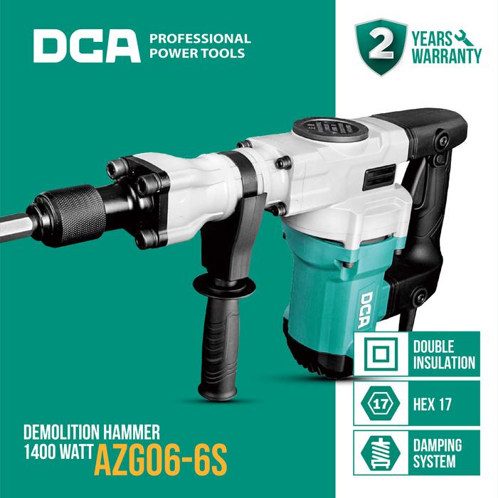 Gambar DCA Demolition Hammer / Bor Bobok Beton Listrik 1400Watt 16.8 Joule AZG06-6S dari DCA OFFICIAL STORE Kota Administrasi Jakarta Barat Tokopedia