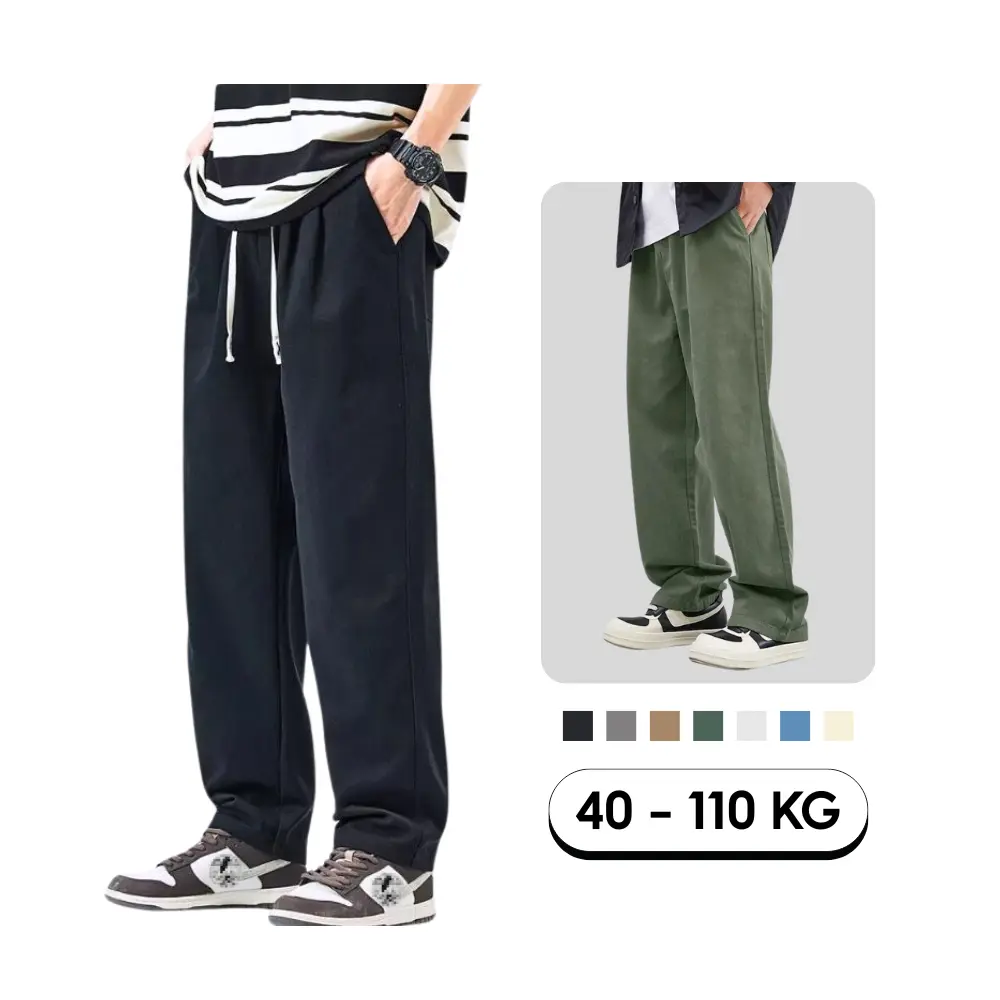 Mua 3 Được 1 QUÀ - Quần Baggy Kaki Nam Nữ Bigsize Unisex Sói Store, 40-115KG, Quần dài form Ống Suông Cạp Chun 4 Túi Kaki Thun Co Giãn Menswear