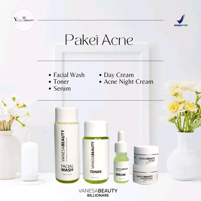 (OBRAL) Vanesa Beauty Skincare All Varia Kusam Mencerahkan memudarkan Flek mengatasi Jerawat susah putih kulit sensitif Wajah Kerutan 3
