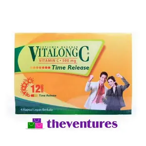 Vitalong C isi 4 strip ed 2027 Vitamin C 500mg Teknologi Time Release Meningkatkan Daya Tahan Tubuh & Penyerapan Zat Besi